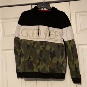 good vibes black white camo hoodie